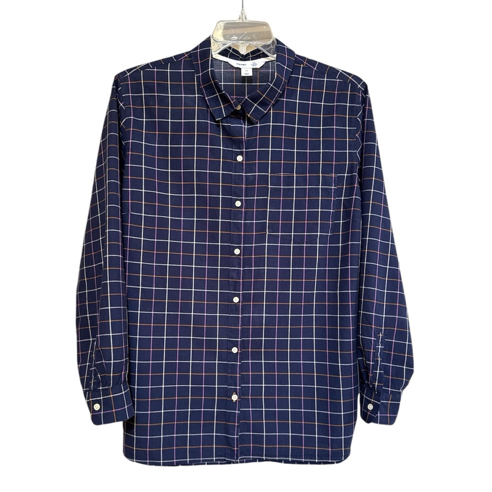 Old Navy Relaxed Classic Blue Plaid Shirt